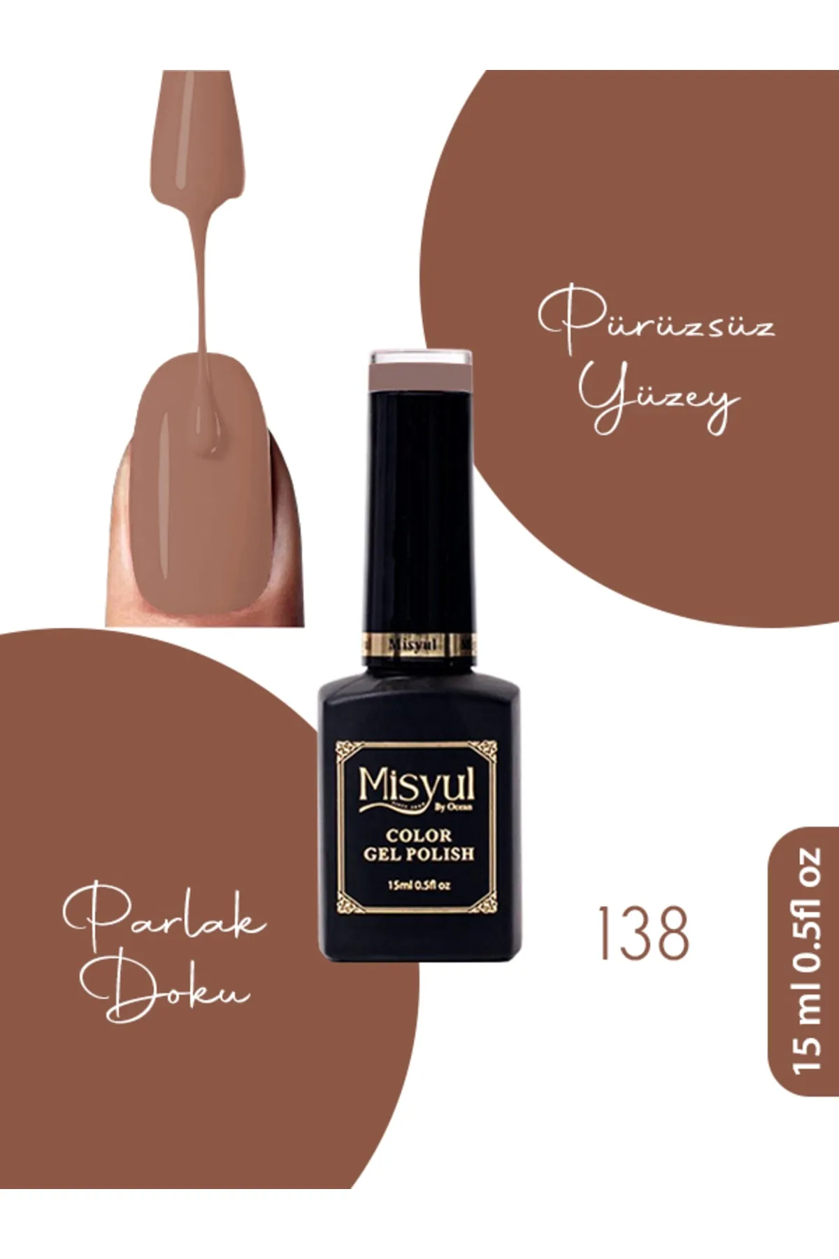 Misyul Kalıcı Oje 138, UV Led Kalıcı Oje Nail Art 15ml