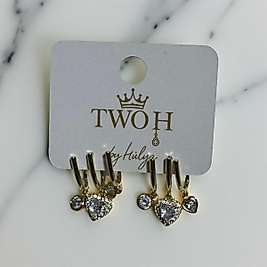 Gold Taşlı  Sallantılı Küpe