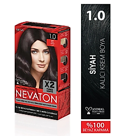Nevaton 1.0 Siyah Kalıcı Krem Saç Boyası 2 li
