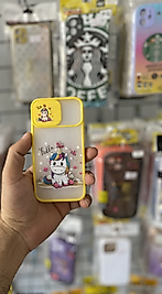 iPhone 12 Mini Kamera Korumalı Baskılı Sarı Telefon Kılıfı