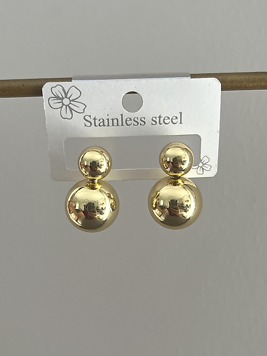 Çelik Çift Top Küpe