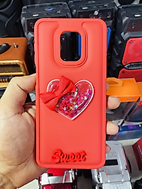 Redmi Note 9 Pro - 9s Kalp Kabartmalı Simli Telefon Kılıfı