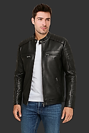 Ederson Hakiki Deri Erkek Siyah Ceket