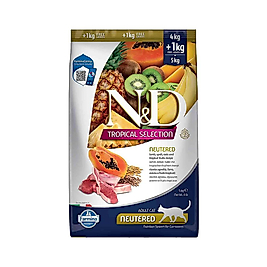 N&D Tropical Kuzu Etli Kısırlaştırılmış Kedi Maması 4 + 1 kg