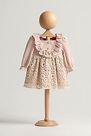 Kız Bebek Dantel Detaylı Fırfırlı Elbise (6-24 Ay)