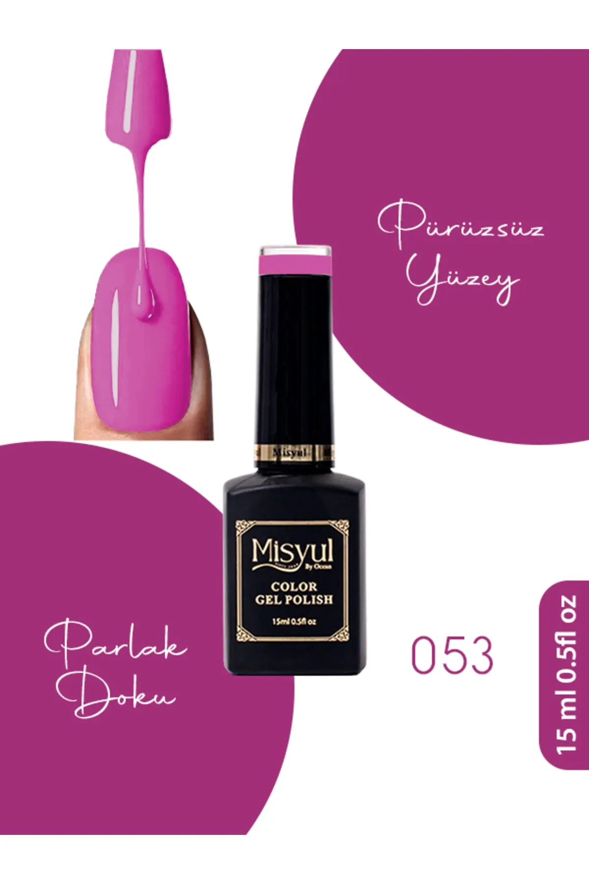 Misyul Kalıcı Oje 053, UV Led Kalıcı Oje Nail Art 15ml