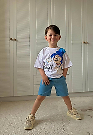 MİCKEY BASKILI KOT ŞORTLU TAKIM