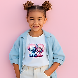 Stitch & Angel Kalpli Çift Tasarımı – Çocuk Tişörtü