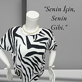 zebra desen bürümcük bluz