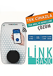 POWERŞARJ Premium Araç Şarj İstasyonu Link Basic Model Wifi'li 7.4 kW, 11 kW ve 22 kW