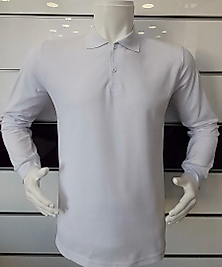 POLO YAKA UZUN KOL T-SHIRT PAMUK PENYE BEYAZ