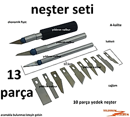 NEŞTER BIÇAK SETİ 13PARÇA EKONOMİK FİYAT KESKİN NEŞTER FALÇATA HOBİ JİLET SET 10 PARÇA