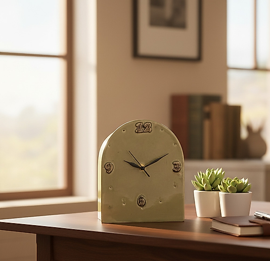 Krem Renkli Oval Masa Saati MS040