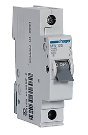 HAGER /MCB MW125 1P 25A 3KA C-25A OTOMATİK SİGORTA