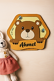 Ayıcıklı Bebek Kapı Süsü Altıgen