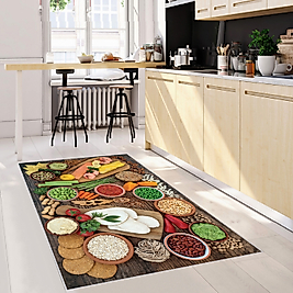 Rovigo Home Dijital Baskı Yıkanabilir Kaymaz Taban Mutfak Halısı 100x150 cm