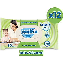 Molfix İzotonik Sulu Islak Mendil Ferah Temizlik 720 Adet