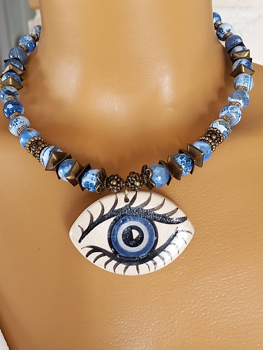 AKİK GÖZ KISA KOLYE