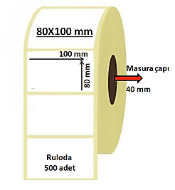 80X100 MM TERMAL ETİKET 500 SARIM