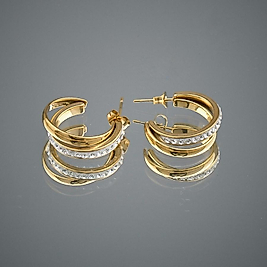 Taşlı halka çelik gold küpe