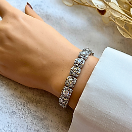 Kare Taşlı Bileklik 19-17 cm | Mev'Altın Collection
