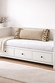 Fırfırlı Vizon Uzun 40x100 Kırlent Yastık (İÇİ DOLGULU)