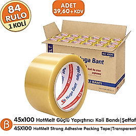 Nuga 1 KOLİ (84 ADET) 45x100 Şeffaf HotMelt Koli Bandı