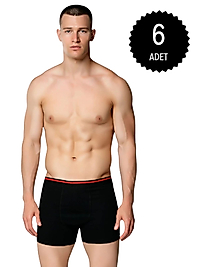 Sedef Yıldızı 1013 Erkek Likralı Boxer Askeri Siyah 6 lı Paket