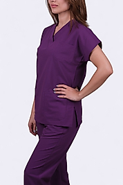 Mor Likralı Unisex Yarasa Kol Hemşire Ve Doktor Forması Takımı