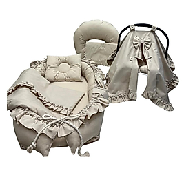 Fırfırlı  ve Ponponlu 9 parça Babynest Seti