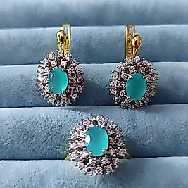 Çelik Gold Turkuaz Taşlı 2 Li Set