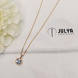 ÇELİK GOLD RENK TAŞLI 45+5 CM KARARMAZ PASLANMAZ KOLYE