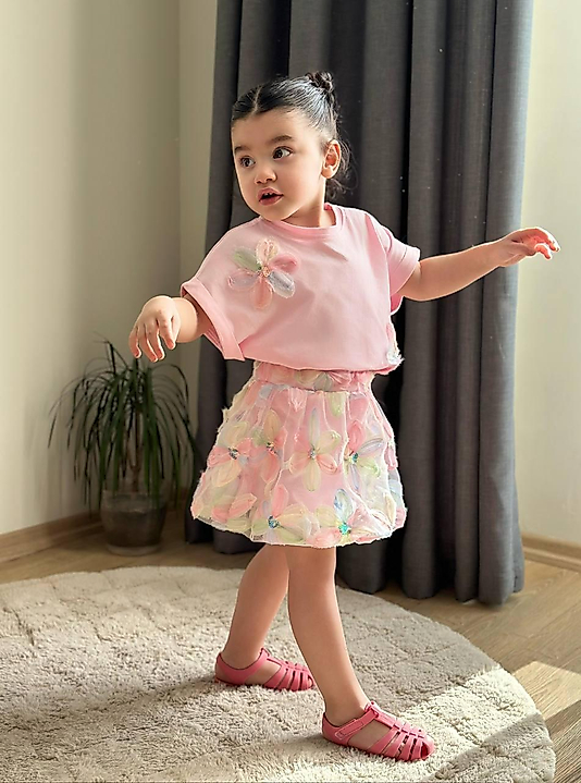 BALON ETEKLİ ÇİCEKLİ 2’Lİ KIZ TAKIM