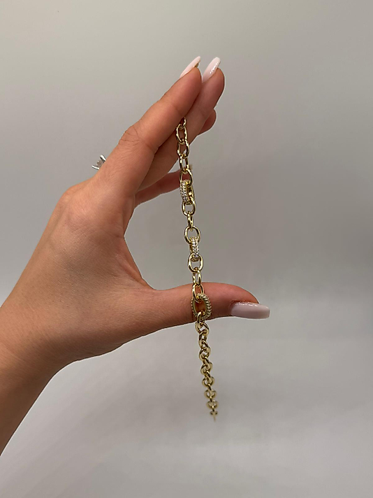 Xuping Gold Zirkon Detaylı Zincir Bileklik