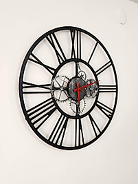DUVAR SAATİ RUSTİK 3D DİŞLİ GÖRSEL 60CM