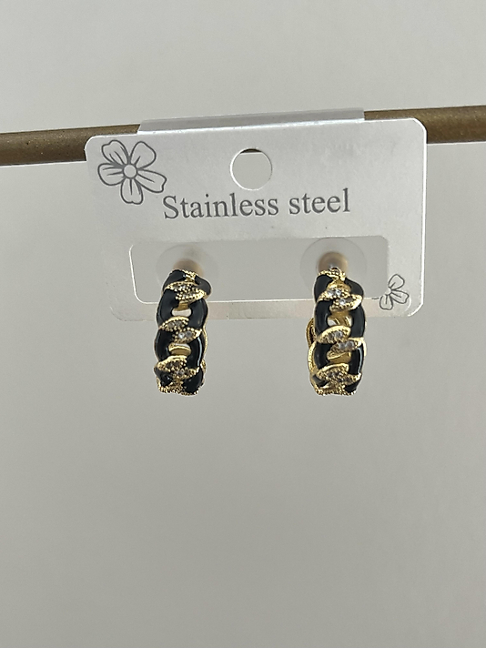 Çelik Siyah Halka Küpe