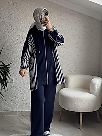 8259 CİZGİLİ OYSHO TAKIM LACİVERT
