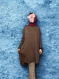 Ortası Dikişli Merserize Dokunuşlu Tiriko Tunik