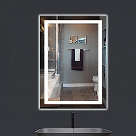 Nuun Dekor 70X50 LED Işıklı Kumlamalı Banyo Lavabo Makyaj Ofis Kuaför Aynası Trafolu Prizli