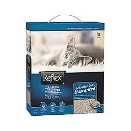 Reflex Hassas Kediler İçin Parfümsüz Topaklanan İnce Taneli Kedi Kumu (6 L)