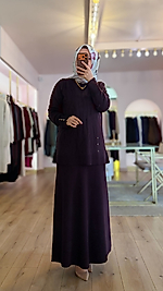 Hâbel Desenli Etekli Mürdüm