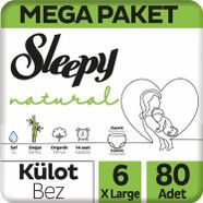 Sleepy Natural Külot Bez 6 Numara Maxi Mega Fırsat Paketi 80 Adet