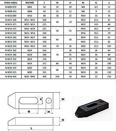 Destek Delikli Düz Pabuç -M6x50