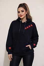 KALPLİ NAKIŞLI SWEATSHIRT ŞARDONLU PREMİUM