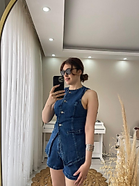 Mona Denim Yelek Şort Takım