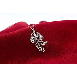 14K Altın Kaplama Köpek Figürlü Kolye – Geometrik Tasarım, Pati Severler İçin Özel Takı, Minimalist Hediye