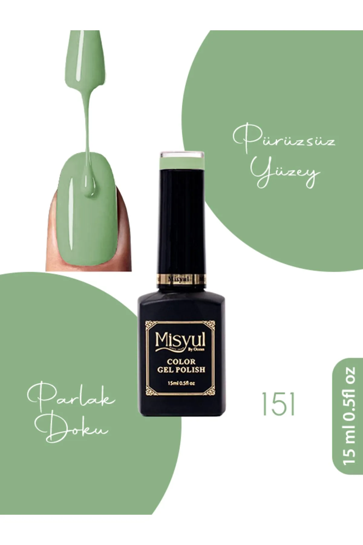 Misyul Kalıcı Oje 151, UV Led Kalıcı Oje Nail Art 15ml