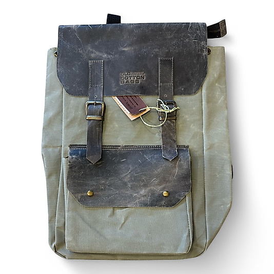 Old Cotton Vintage Kanvas Deri Su Geçirmez Unisex Laptop Bölmeli Okul Seyahat Kamp Sırt Çantası 31 cm X 44 cm
