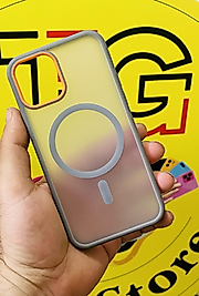 İphone 12 - 12 Pro Uyumlu Magsafe Filtre Detaylı Gri Telefon Kılıfı