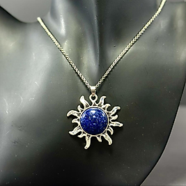 Lapislazuli Taşı Güneş Model Çelik Kolye